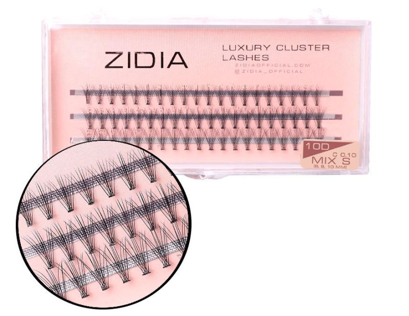 ZIDIA Cluster lashes Ресницы-пучки 10D C 0,10 Mix S (3 ленты, размер 8, 9, 10 мм)
