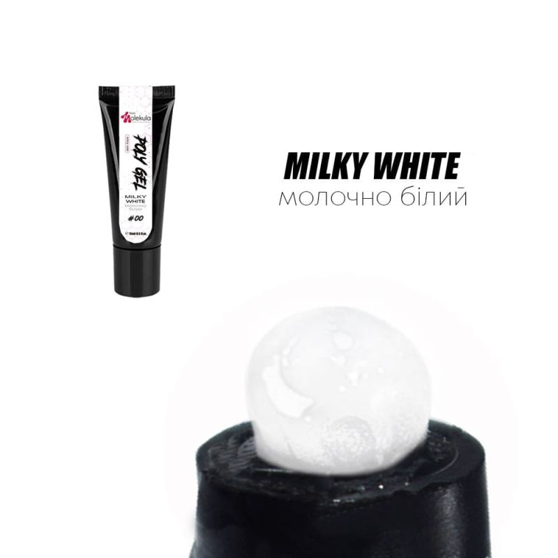 Molekula Poly Gel No. 00 Milky White - Polygel, milky white, translucent, 15 ml
