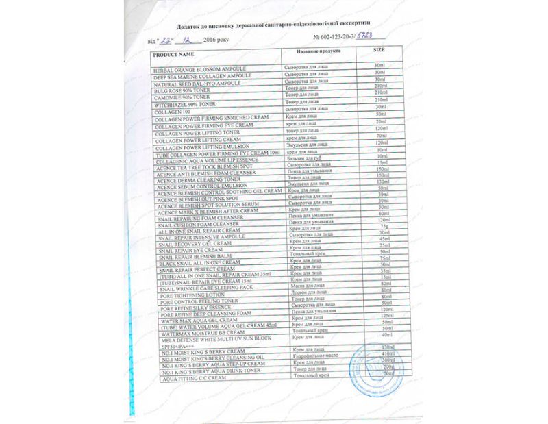 MIZON hygiene certificates