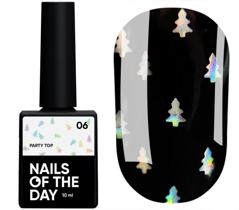 Nails Of The Day Nail top Party top No. 02 (transparent with fine shimmer), 10 ml