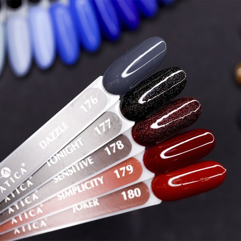 Gel varnish Atica Tonight GPM177 (black with multicolored micro-gloss), 7.5 ml