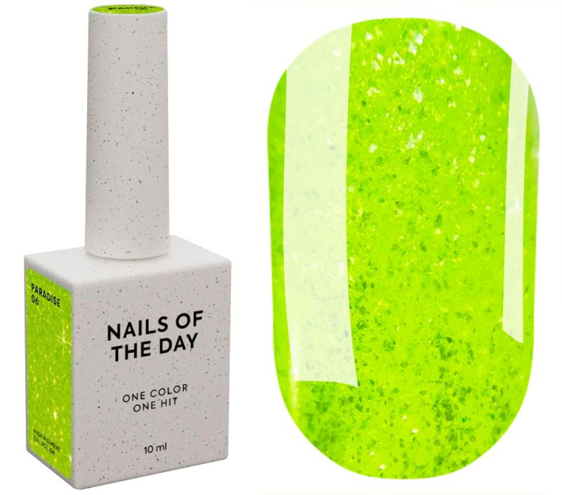 Nails Of The Day Гель-лак для нігтів Paradise 06 (неоново-зелений), 10 мл