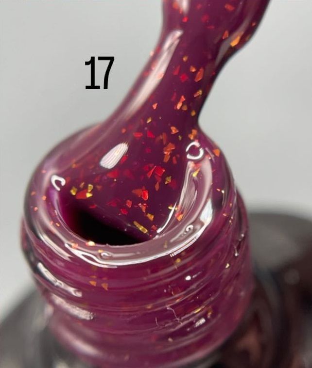SAGA professional LEAF BASE 17, (бордовый с золотой поталью), 9 мл