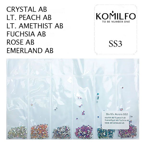 Komilfo стразы, Six-Mix Aurora (1600 шт.), размер ss3