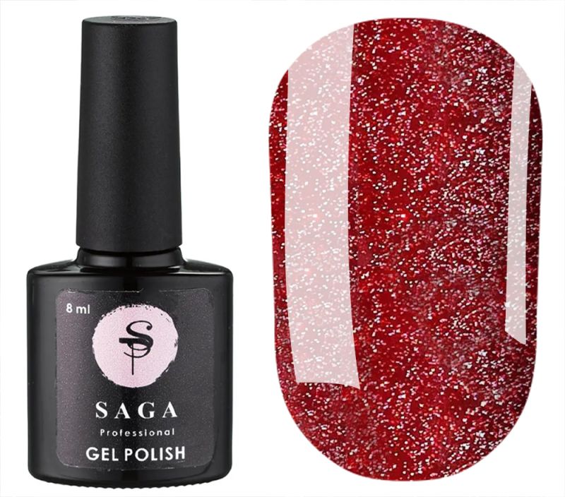 SAGA professional Гель-лак Fiery gel 3 (красный с микроблеском, светоотражающий), 8 мл