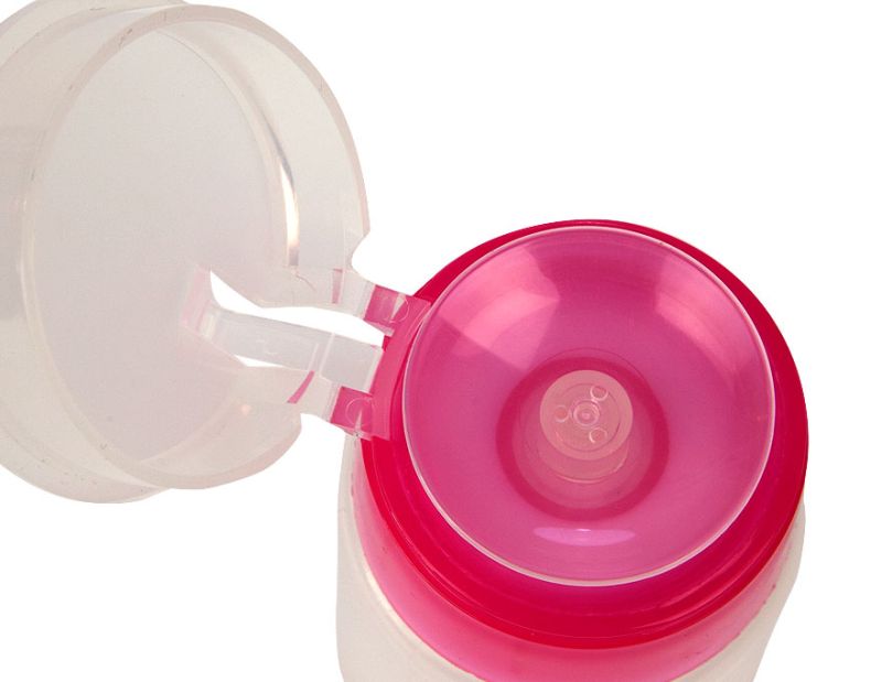 Plastic container with plastic dispenser for liquids, pink, 50 ml