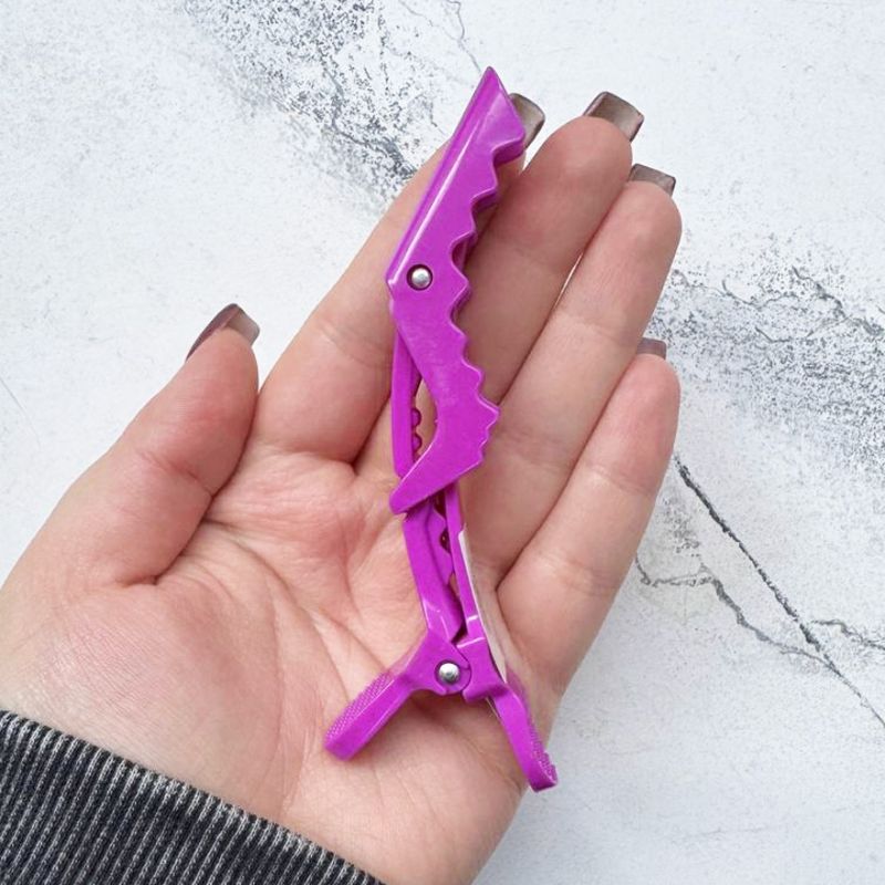 Hair clip (plastic crocodile), black with white