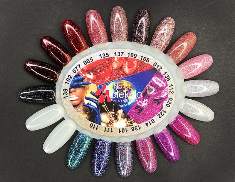 Gel polish Molekula №136 (crimson with holographic sparkles), 6 ml