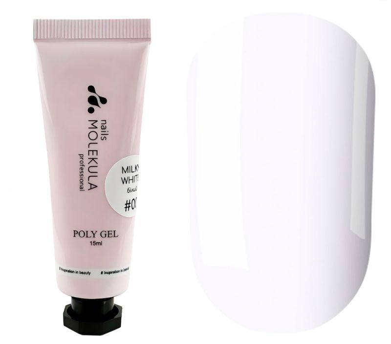 Molekula Poly Gel No. 00 Milky White - Polygel, milky white, translucent, 15 ml