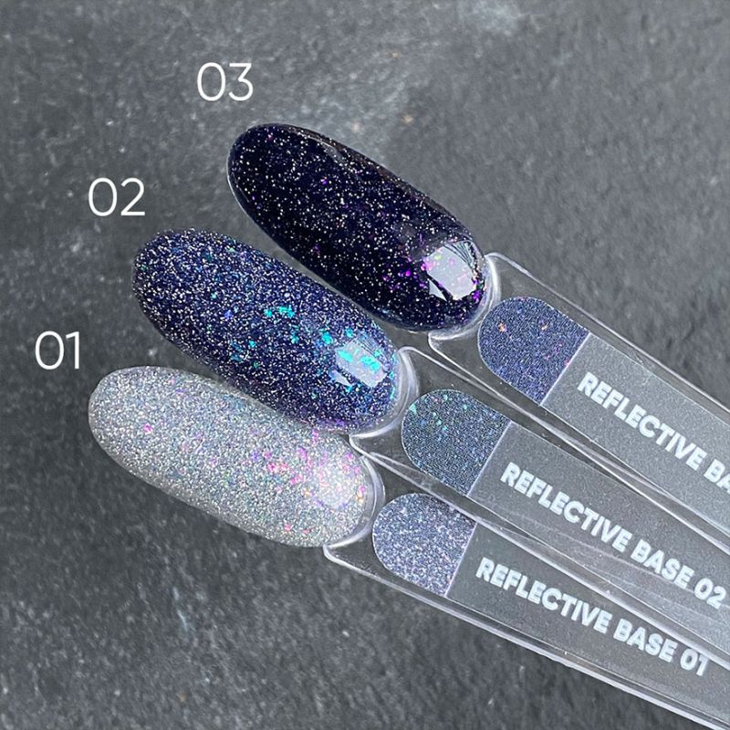Nails Of The Day Base Reflective No. 01 (silver with silver and pink shimmer, reflective), 10 ml