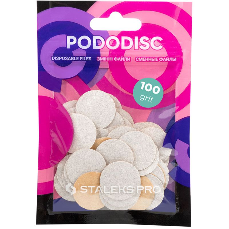 Сменные файлы белые для педикюрного диска (на мягкой основе) PODODISC STALEKS PRO M 100 грит (50 шт)