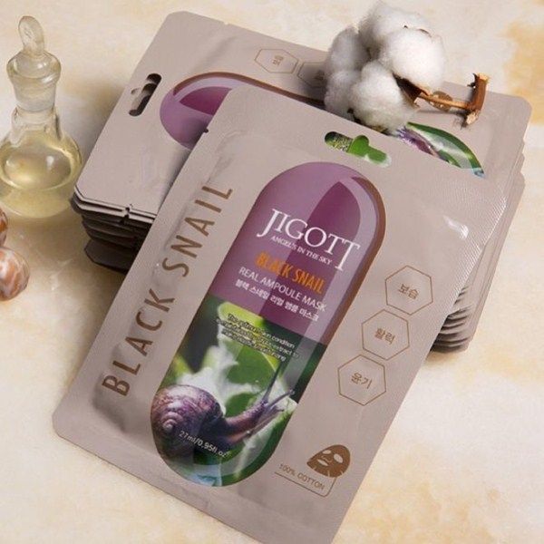 JIGOTT Real Ampoule Mask Тканинна маска для обличчя - муцин равлика, 27 мл