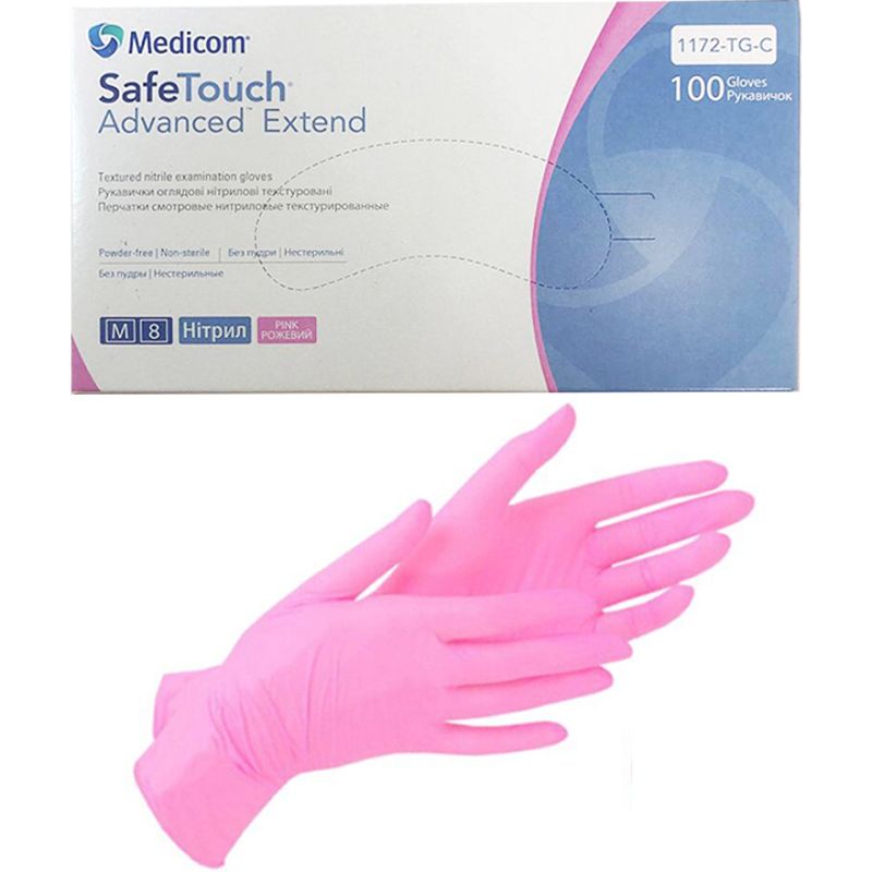 Medicom Рукавички нітрилові Extend Pink (M) 1172-TG 100шт/уп (50 пар), щільність 3,6 г