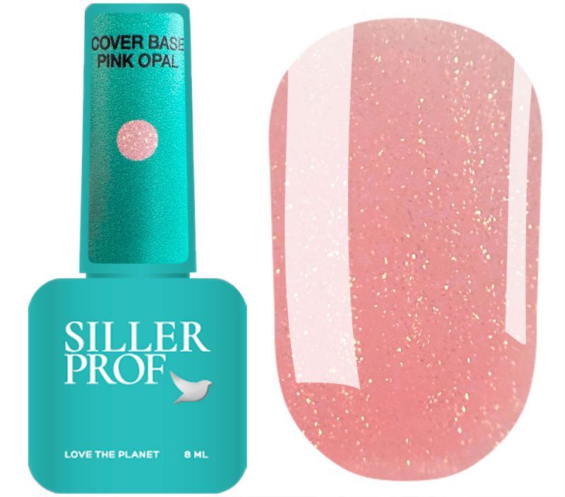Siller Nail Base Cover Opal Pink (soft peach with micro glitter), 8 ml