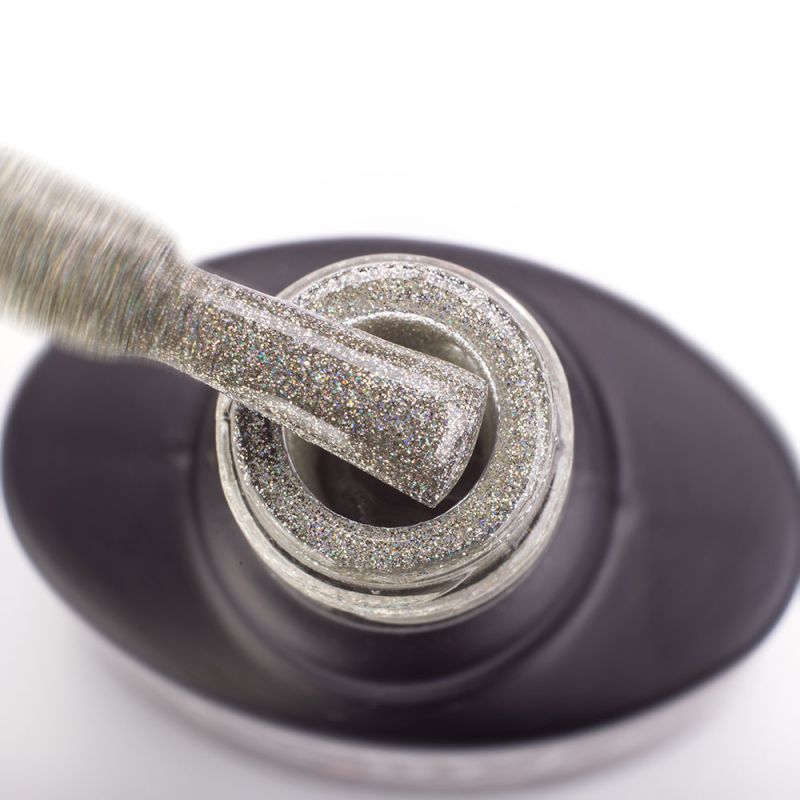 Gel Polish Komilfo DeLuxe Series G008 (silver with holographic glitter), 8 ml.
