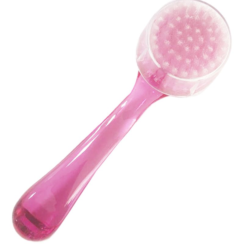 Dust brush, for nails, with handle, round, pink