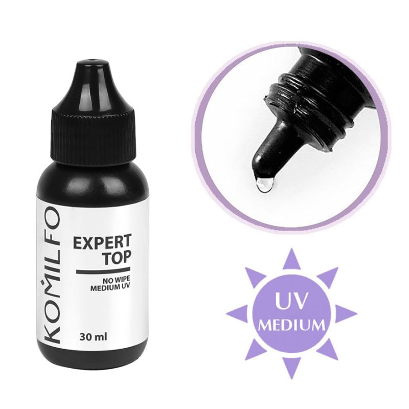 Komilfo Expert Top - a universal top for gel polish without LSH with a moderate UV filter, 30 ml