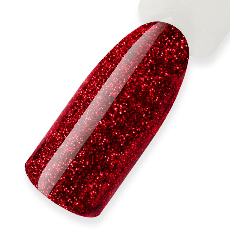 Reforma gel varnish, Alfa (New Year's red with small sparkles), 10 ml
