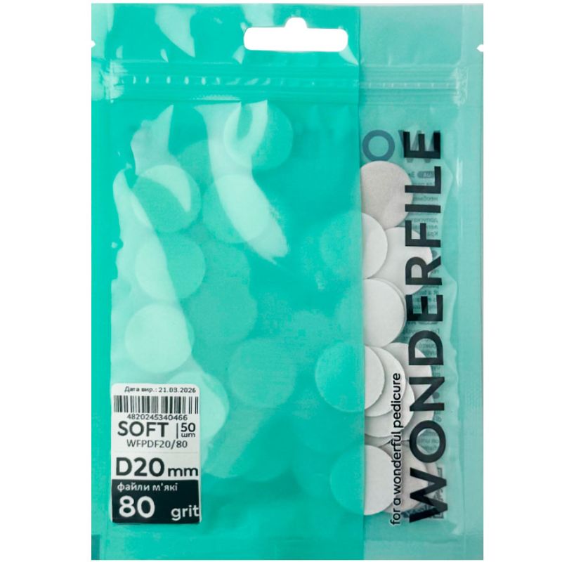 Wonderfile Files on foam for pedicure disc 20 mm, 80 gr (50 pcs)