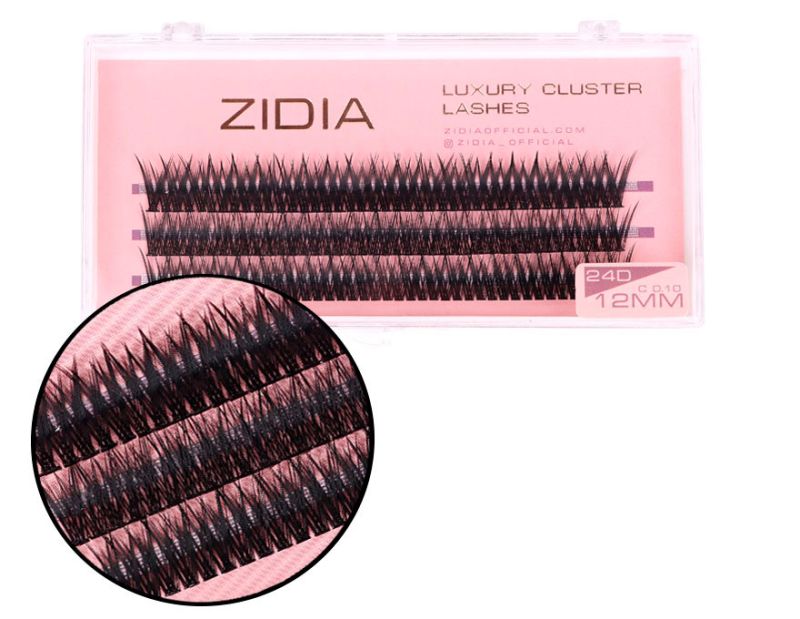 ZIDIA Cluster lashes Ресницы-пучки fish tail 24D C 0,10 (3 ленты, размер 12 мм)
