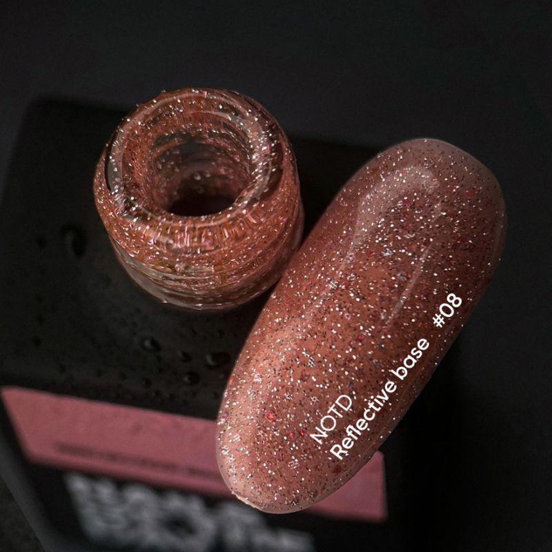 Nails Of The Day Base Reflective No. 08 (peach with silver and pink shimmer, reflective), 10 ml