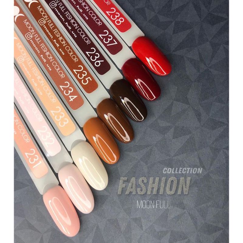 Гель-лак MOON FULL Fashion color №237 (коричнево-червоний, емаль), 8 мл