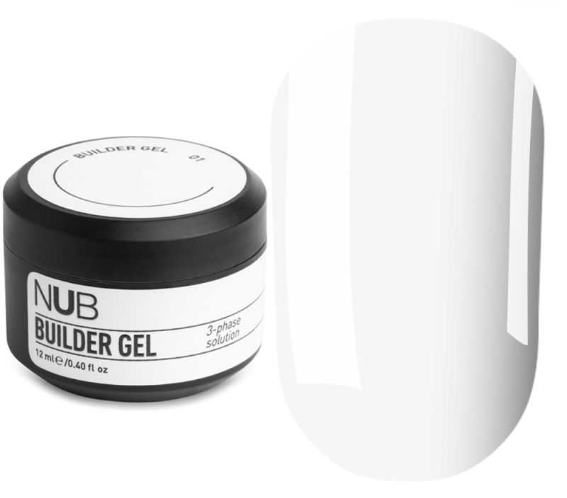 NUB Builder Gel №01 - Гель для наращивания трехфазный густой (прозрачный), 12 мл