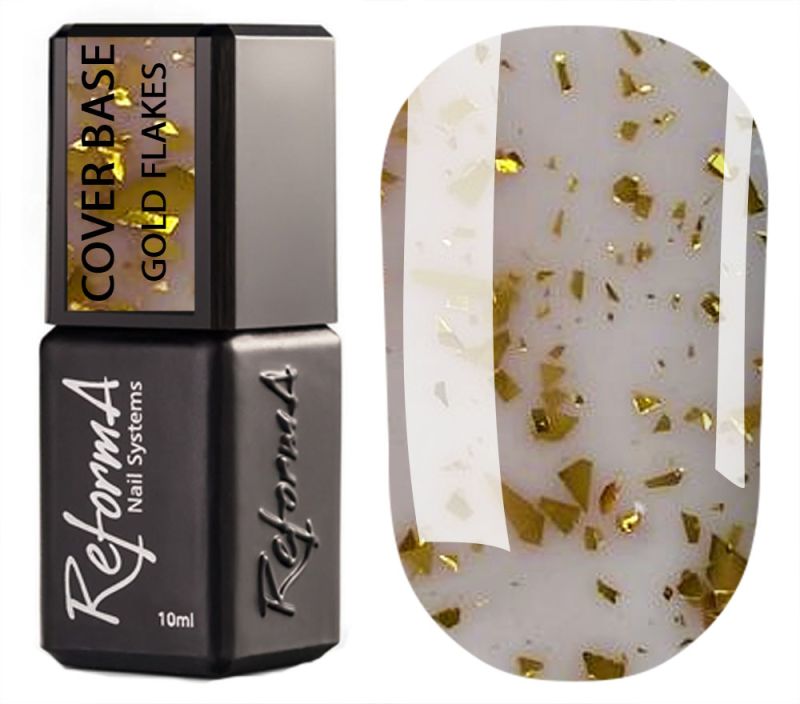 ReformA Cover Base Gold Flakes - base cover (beige-pink with golden potta), 10 ml