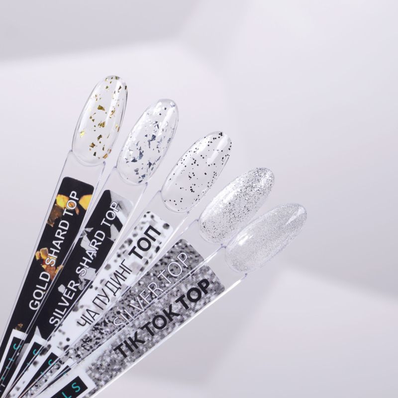 УЦІНКА до 10.2026 Kira Nails No Wipe Silver Shard Top, 6 мл