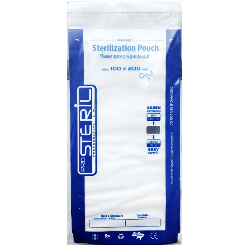 ProSteril Kraft bags for air sterilization, transparent 100x200 mm, 100 pcs/pack