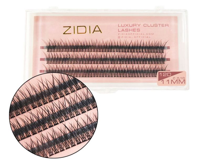 ZIDIA Cluster lashes fish tail Ресницы-пучки рыбий хвост 12D C 0,10 (3 ленты, размер 11 мм)