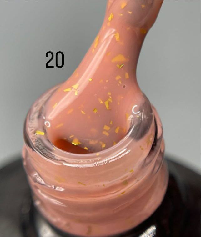 SAGA professional LEAF BASE 20, (персиковый с золотой поталью), 9 мл