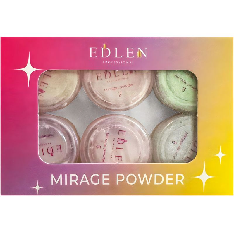 Edlen Set of nail rubs Mirrage powder, 6 pcs/pack