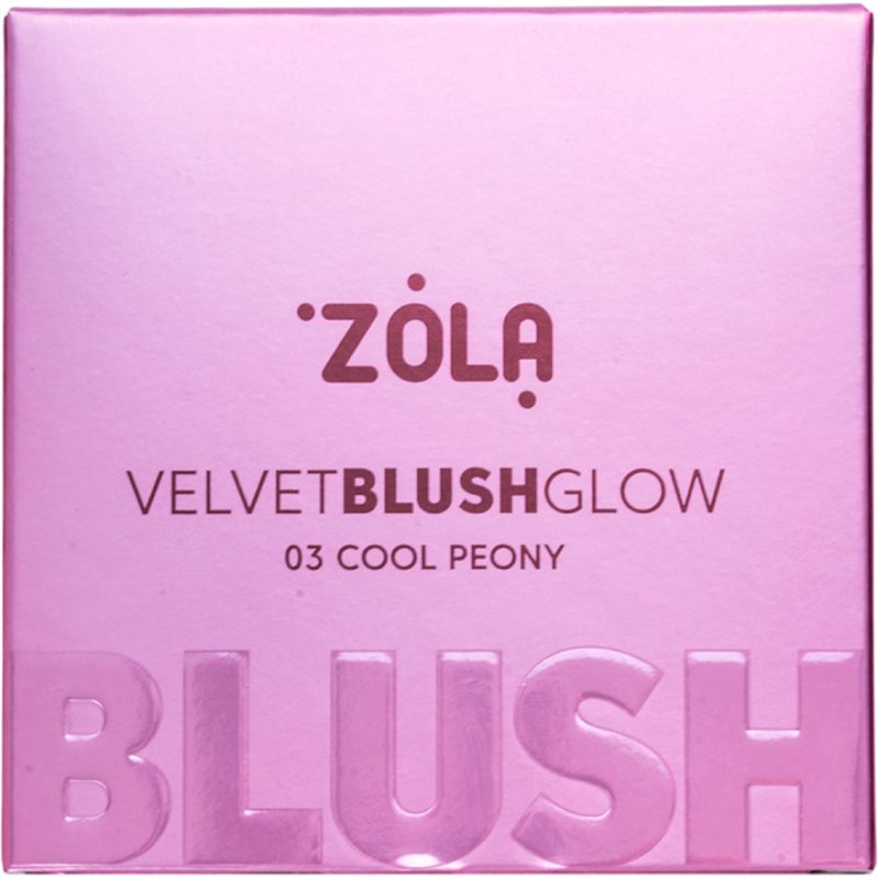 ZOLA Румяна Velvet Blush Glow 03 Прохладный пион Cool Peony, 8.5 г