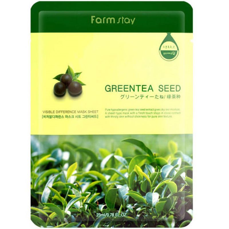 FARMSTAY Visible Difference Mask Sheet Green Tea Seed Тканевая маска для лица с зеленм чаем 23 мл