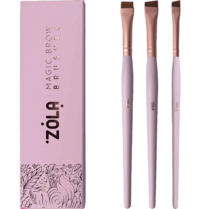 ZOLA Набор Кистей для окрашивания бровей профессиональный MAGIC BROW BRASHES, светло-розовый