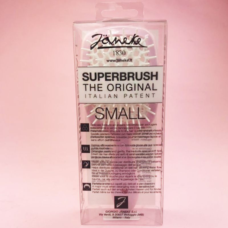 Janeke Superbrush Small Hairbrush Soft Pink & White