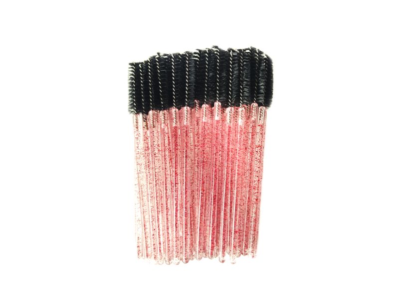 Hair brush, nylon, black on clear base with red glitter, (50 pcs/pack)