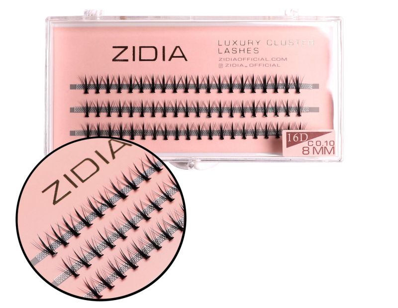 ZIDIA Cluster lashes Ресницы-пучки 16D KIM C 0,10 (3 ленты, размер 8 мм)