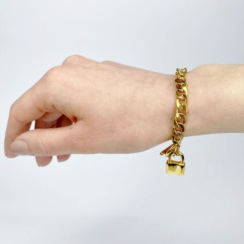 Bracelet Secret, metal, gold, 19 cm