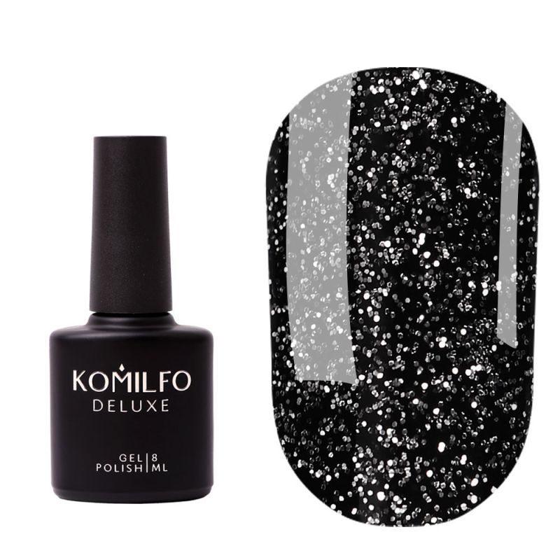 Komilfo No Wipe Silver Top топ БЕЗ липкого слоя с серебряным микроблеском, 8 мл