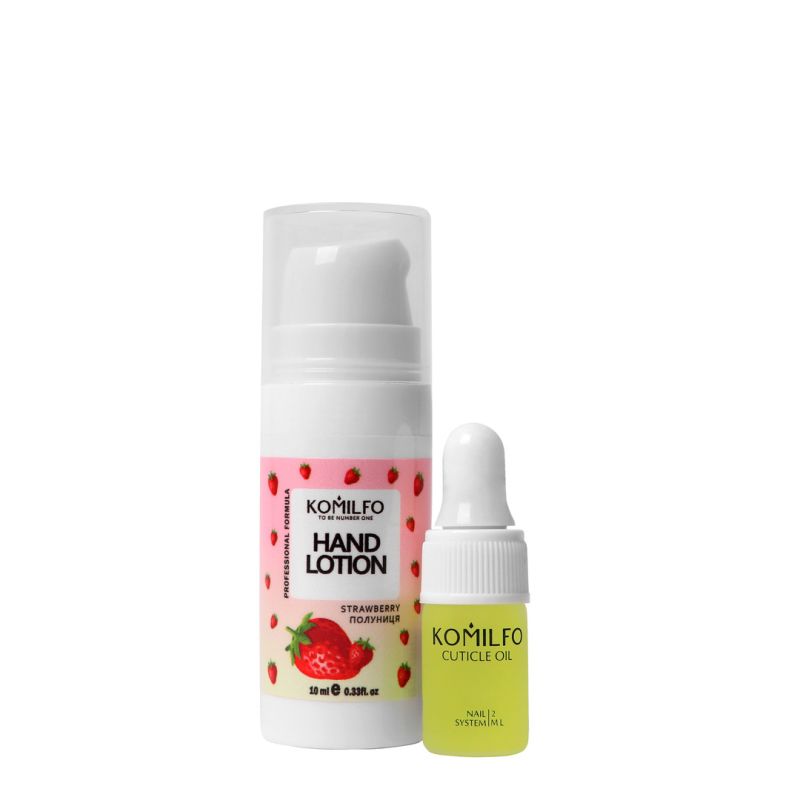 Komilfo Gift Hand Lotion Strawberry, 10 мл и масло для кутикулы, 2 мл