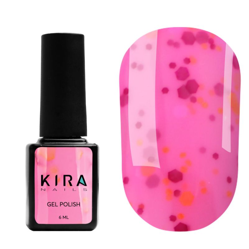 Kira Nails Yoghurt Boom! No. 010 (raspberry smoothie with neon glitter, yoghurt), 6 ml