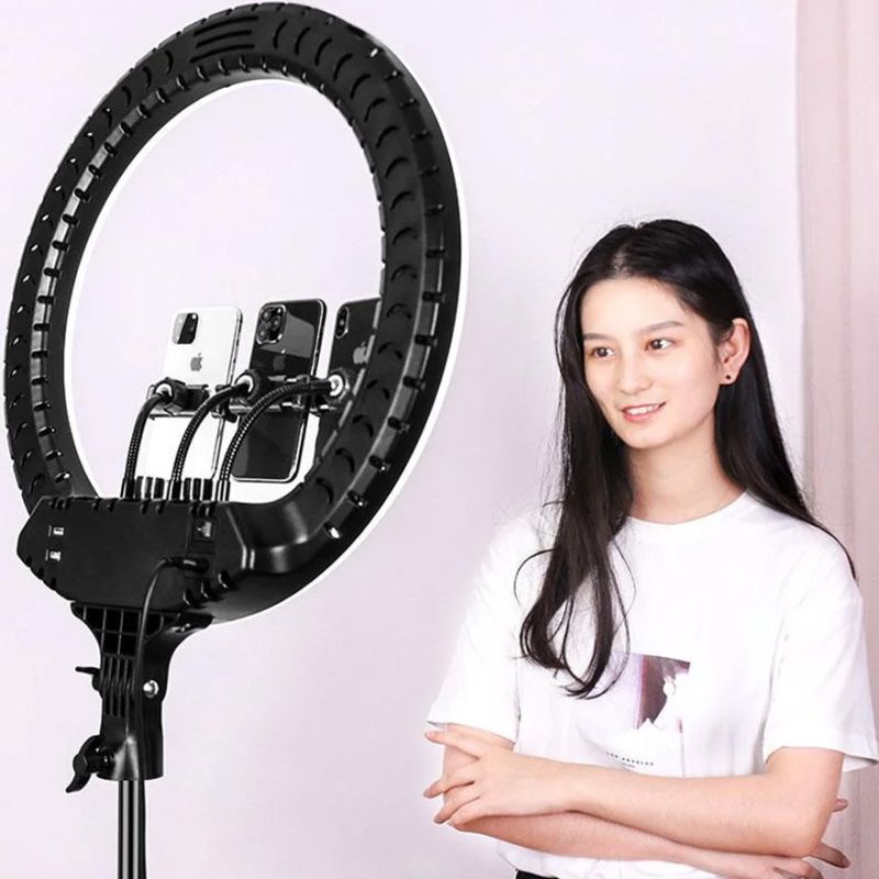 Soft Ring Light RL-21" - Professional ring lamp (3 mounts + remote control + tripod + bag) ring diameter 54 cm (1 month warranty)