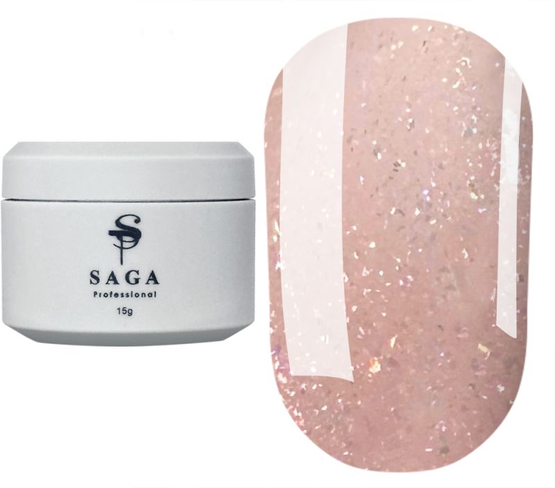 SAGA professional Builder Gel Veil 17 (персиковый с поталью), 15 мл