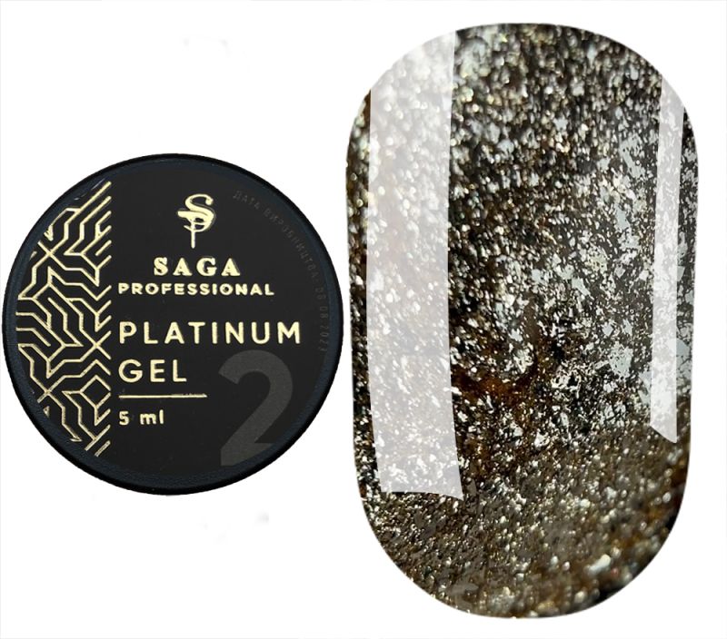 SAGA professional Platinum Gel № 02 (золотистый, металлик), 5 мл
