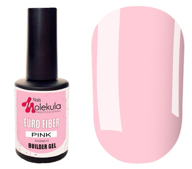 Molekula Гель-база моделирующая Euro Fiber Gel Pink (розовый полупрозрачный), 12 мл