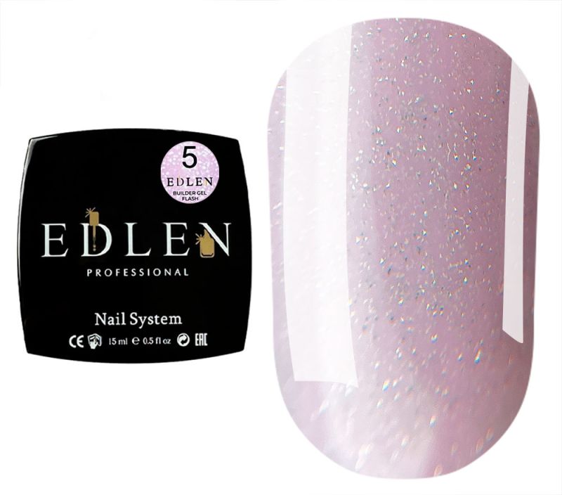 Edlen Гель для ногтей Builder gel Flash 05 (светлый лилово-розовый, светоотражающий), 15 мл