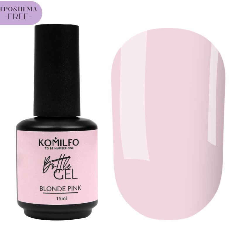 Komilfo Bottle Gel Blonde Pink HEMA/TPO free, жидкий гель для ногтей, 15 мл