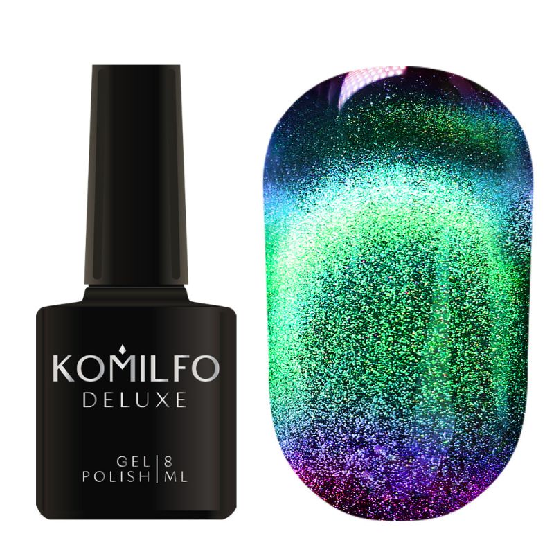 Komilfo 9D Cat's eye 005 gel varnish (emerald-wine, magnetic), 8 ml